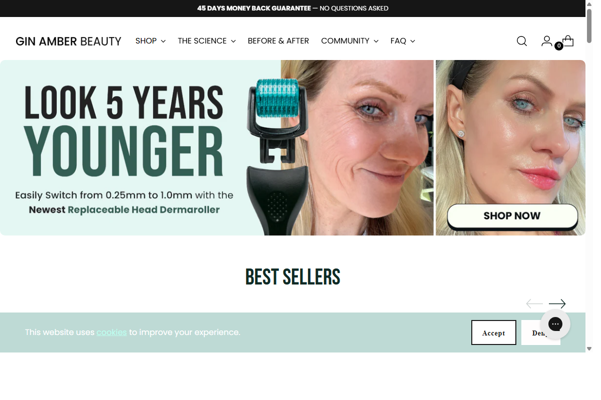 Gin Amber Beauty — Shopify dermaroller brand built by 500 Marketing